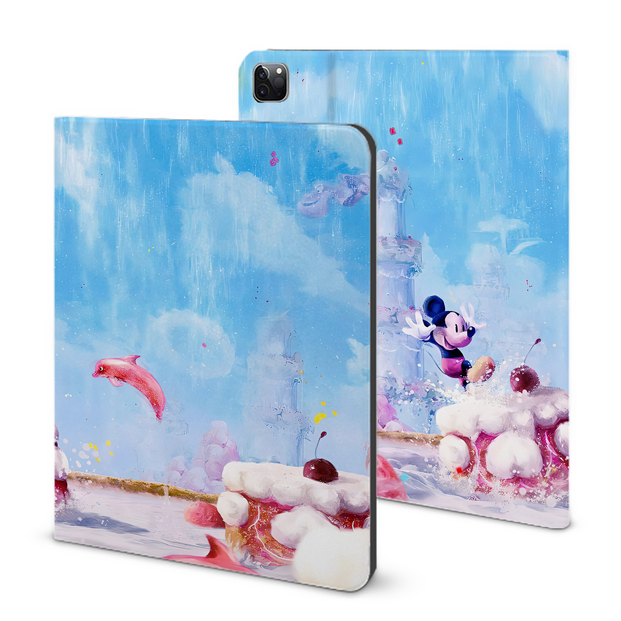 （画像用） ミッキーマウス Mickey Mouse IPad ケース ブック型 PUレザー TPU 耐衝撃 軽量 薄型 ペン収納なし 全面保護 IPad 各モデル対応